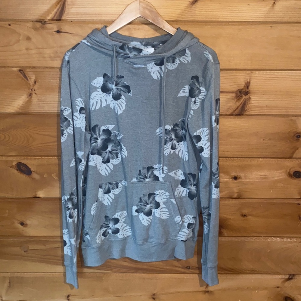 On the Byas pacsun gray floral pullover sweatshirt